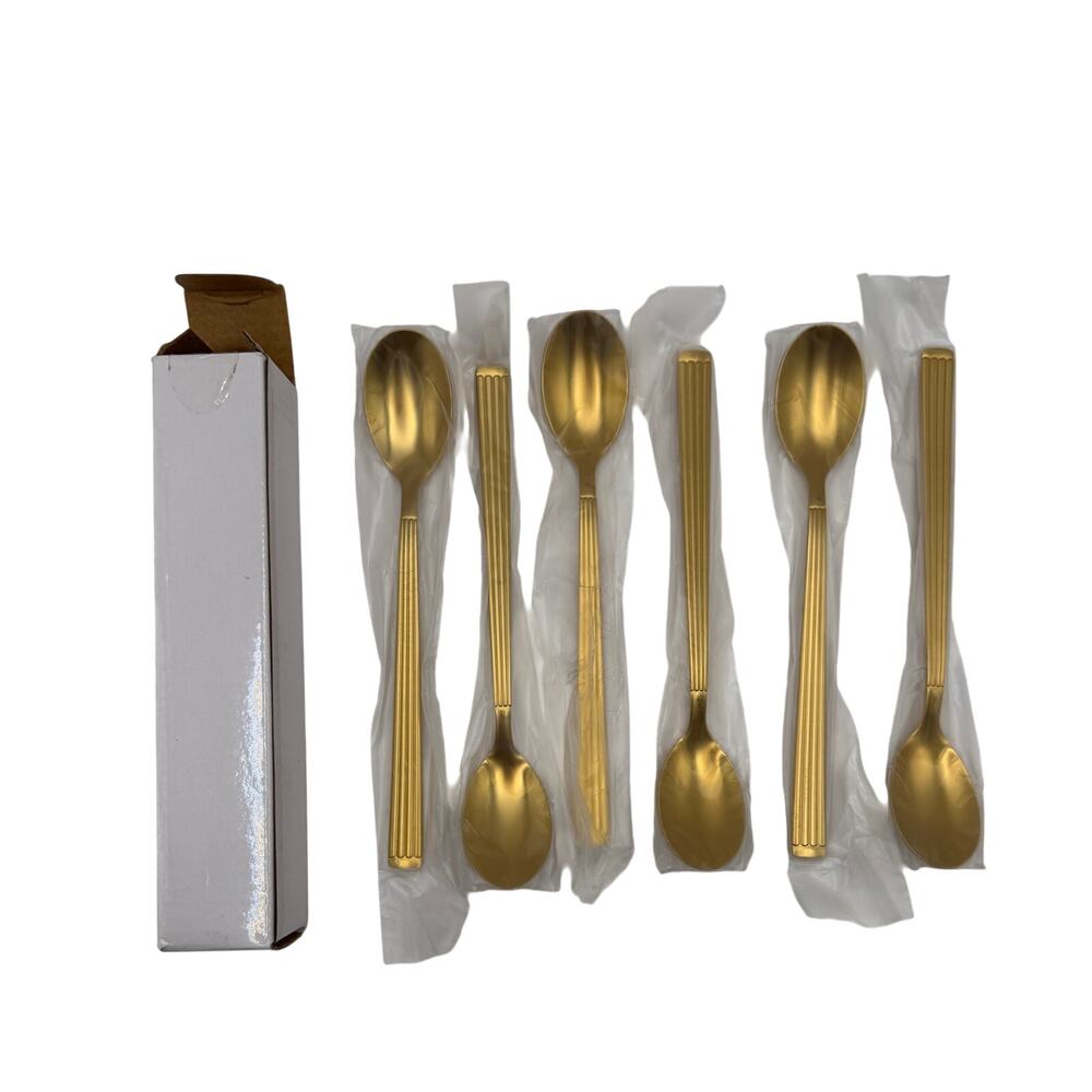 24 Gold Espresso Spoons 6.5” 18/8 Stainless Steel NEW Lot 4 Sets Amrules
